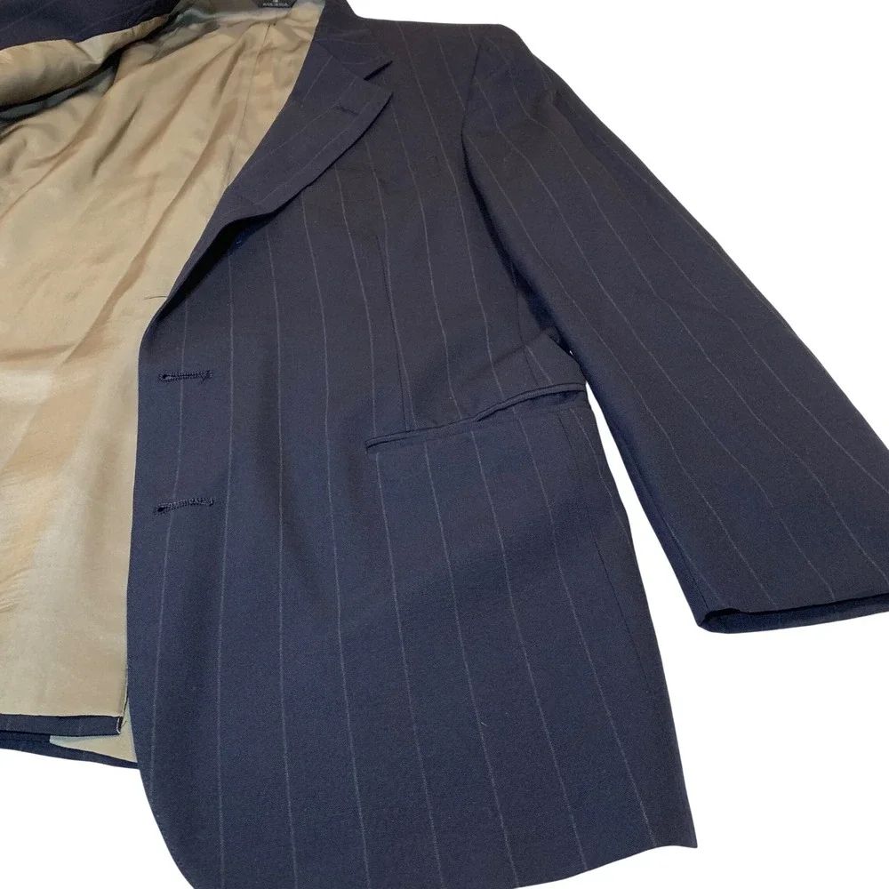 Polo Ralph Lauren University Club Mens Navy Pinstripe‎ Virgin Wool Blazer USA